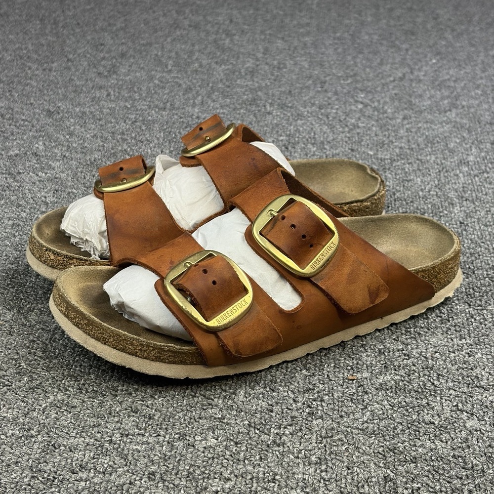 Birkenstock Arizona Big Buckle Oiled Leather Brown Sandals EU 39 US 8 Women's